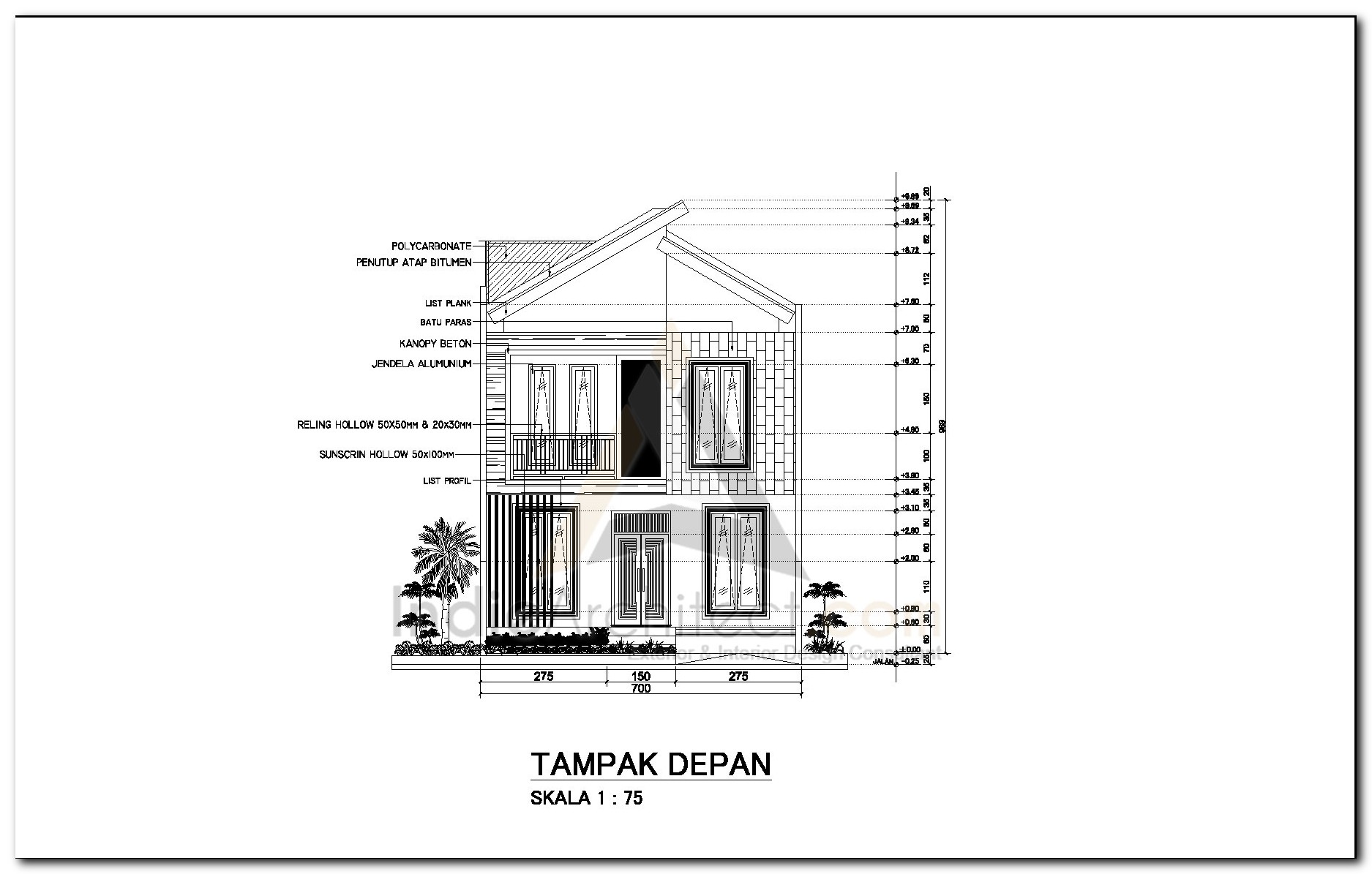 Download Tampak Depan Gambar Kerja Rumah Kost Indie Architect